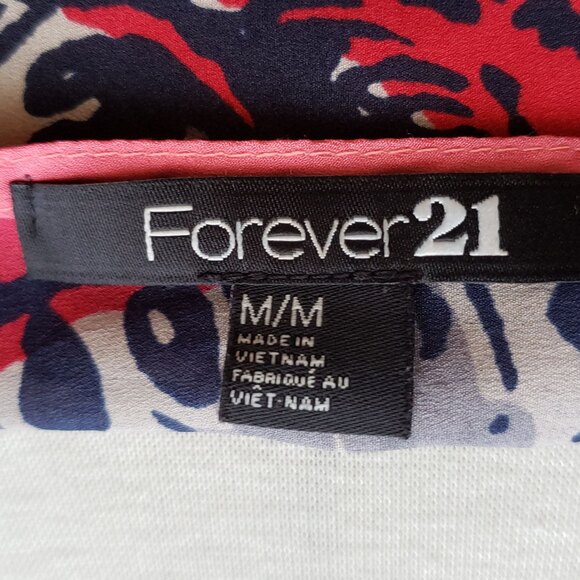 Forever21 Lightweight Mini Summer floral navy pink Dress Size Medium M - Picture 6 of 7